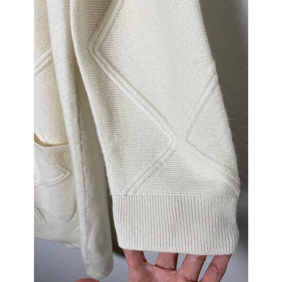 Talbots Womens Argyle Texture Cardigan Merino Wool Cashmere Sweater Cream NWT 2X - Picture 8 of 9